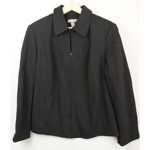 Kate Hill Casual Vintage 90s Classic Black Full Zip Collared Jacket Size 1X